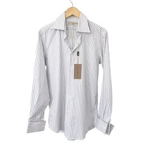 NWT Luciano Barbera 100% Cotton Striped Dress Shirt size 40 Medium 15 3/4Neck